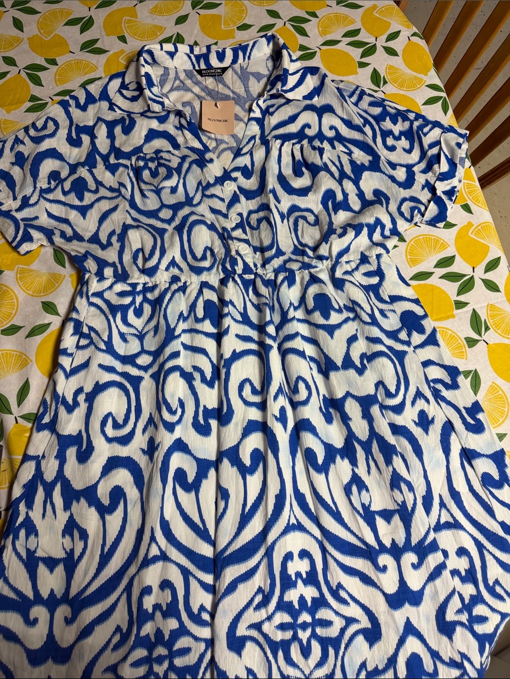 BloomChic Blue and White Midi Dress